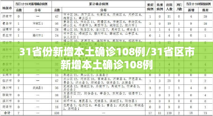 31省份新增本土确诊108例/31省区市新增本土确诊108例