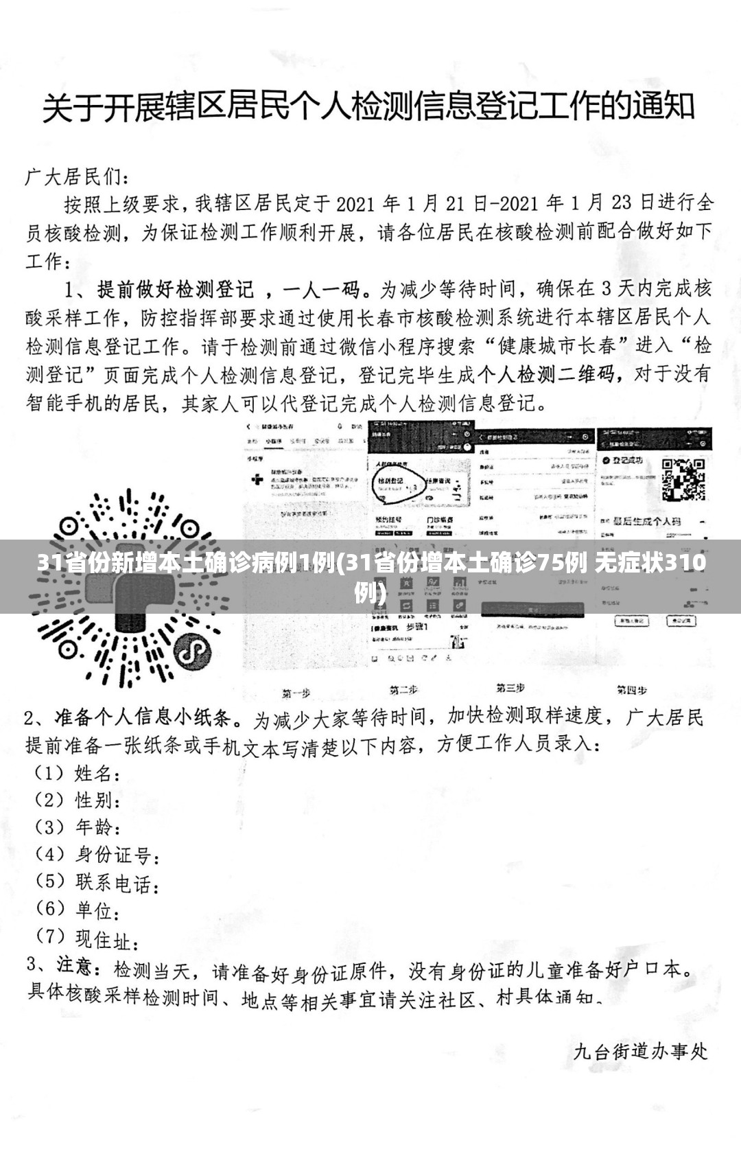 31省份新增本土确诊病例1例(31省份增本土确诊75例 无症状310例)
