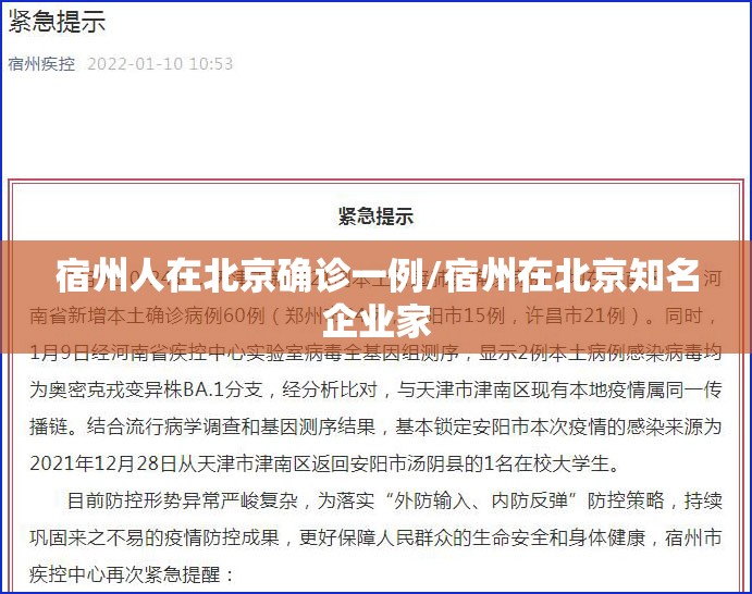 宿州人在北京确诊一例/宿州在北京知名企业家