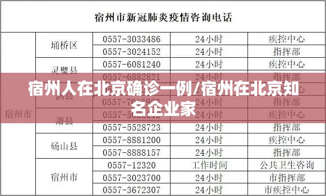 宿州人在北京确诊一例/宿州在北京知名企业家