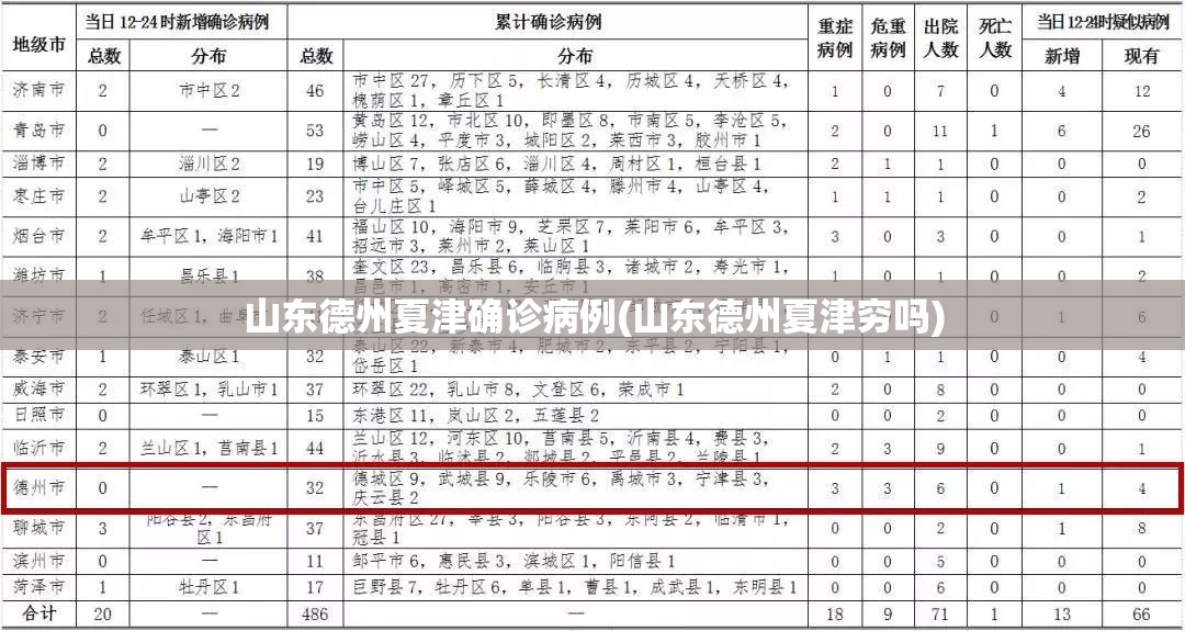 山东德州夏津确诊病例(山东德州夏津穷吗)