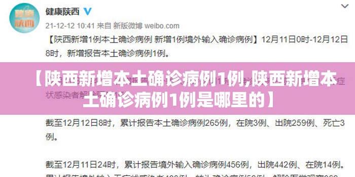 【陕西新增本土确诊病例1例,陕西新增本土确诊病例1例是哪里的】 【陕西新增本土确诊病例1例,陕西新增本土确诊病例1例是哪里的】
