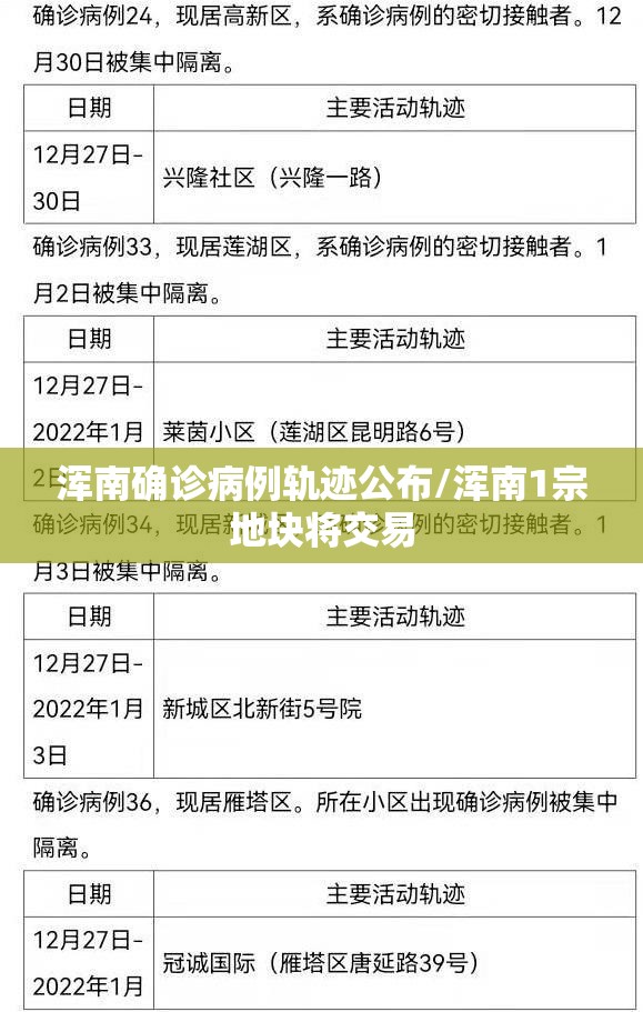浑南确诊病例轨迹公布/浑南1宗地块将交易