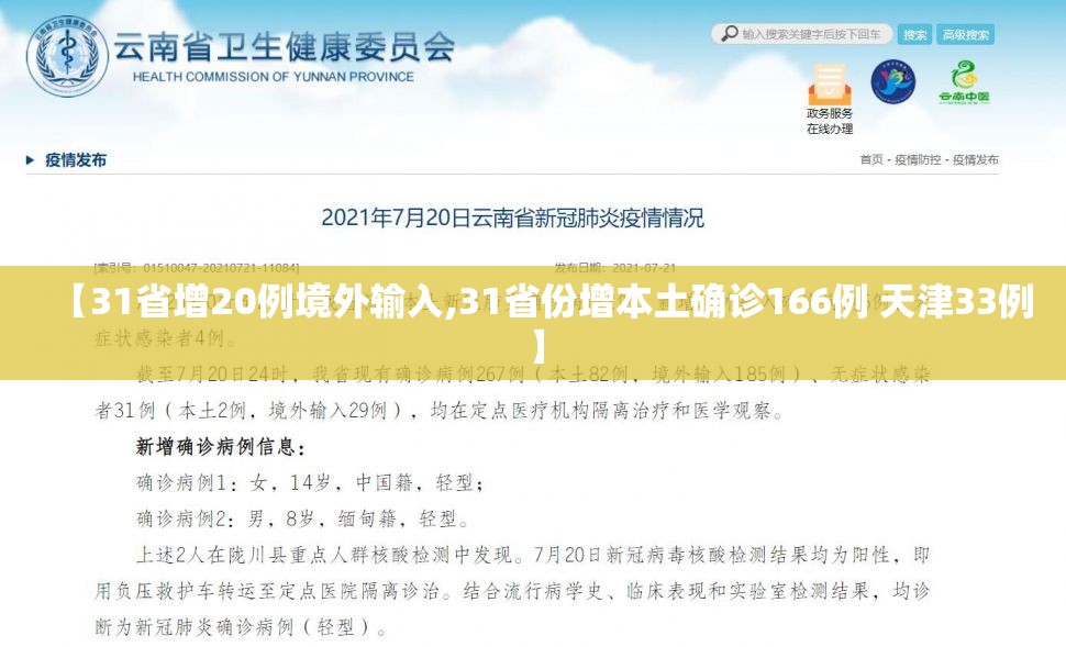 【31省增20例境外输入,31省份增本土确诊166例 天津33例】
