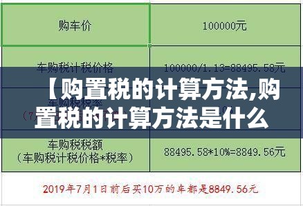 【购置税的计算方法,购置税的计算方法是什么?】